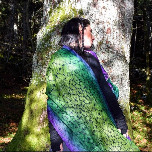 Accessories - Shipibo Ayahuasca Scarf Modal Silk Purple & Green